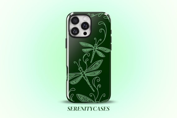 Green Dragonfly Whimsical Phone Case Cute Y2K Grunge Boho Cottagecore Cool Girl Gift iPhone Pro Max 17 16 15 14 13 12 Samsung Galaxy S26 S25