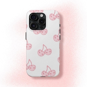 Pink Cherries Phone Case Y2K Lucky Cute Pretty Coquette Preppy Cool Girl iPhone Pro Max 16 15 14 13 12 11 Samsung Galaxy S24 S23 S22 S21