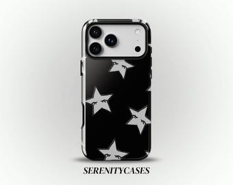 Silver Star Phone Case Y2K Cute Celestial Grunge Gothic Cool Girl Gift iPhone Pro Max 17 16 15 14 13 12 11, Samsung Galaxy S25, Google Pixel