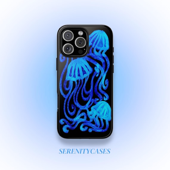 Whimsical Blue Jellyfish Phone Case, Cute Y2K Grunge, Coastal Cool Girl Gift iPhone Pro Max 17 16 15 14 13, Samsung Galaxy S25, Google Pixel