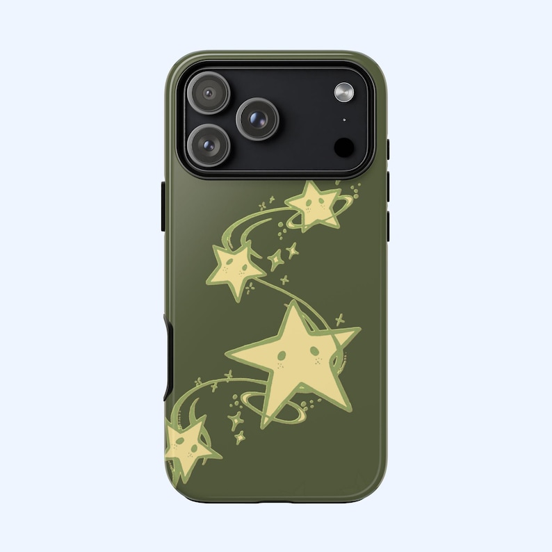 Green Whimsical Star Cute Phone Case Y2K Celestial Whimsy Kawaii Cool Gift iPhone Pro Max 17 16 15 14 13 12 Samsung Galaxy S25 Google Pixel image 2