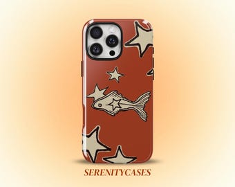 Orange Star Goldfish Phone Case Cute Y2K Ocean Celestial Grunge Cool Girl Gift iPhone Pro Max 17 16 15 14 13 12, Samsung Galaxy S26 S25 S24
