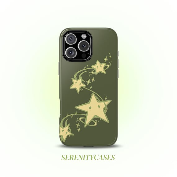 Green Whimsical Star Cute Phone Case Y2K Celestial Kawaii Cool Girl Gift iPhone Pro Max 17 16 15 14 13 Samsung Galaxy S25 Google Pixel