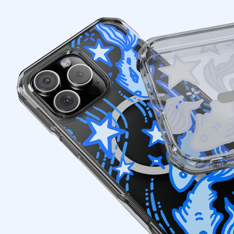 Clear MagSafe Celestial Blue Fish Phone Case Cute Stars Y2K Whimsical Coastal Sea Ocean Waves Cool Gift iPhone Pro Max Plus Air 17 16 15 14 image 4