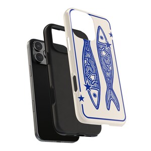 Navy Blue Star Sardine Phone Case Y2K Celestial Sea Life Whimsical Cute Cool Girl iPhone Pro Max 17 16 15 14 13 12 11 Samsung Galaxy S26 S25 image 4