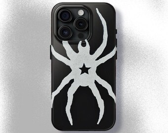 White Star Spider Phone Case Y2K Black Pretty Grunge Gothic Skater Cool Girl iPhone Pro Max 16 15 14 13 12, Samsung Galaxy S24 S23 S22 S21