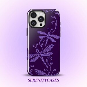 Purple Dragonfly Whimsical Phone Case, Cute Y2K Grunge, Elegant Boho Cool Gift iPhone Pro Max 17 16 15 14 13 12 Samsung Galaxy S26 S25 S24 image 1