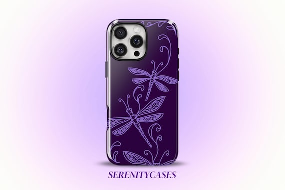 Purple Dragonfly Whimsical Phone Case, Cute Y2K Grunge, Elegant Boho Cool Gift iPhone Pro Max 17 16 15 14 13 12 Samsung Galaxy S26 S25 S24