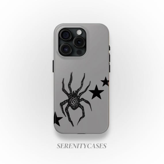 Spider and Stars Dark Grunge Phone Case Halloween Cool Skater Goth Y2K Swirl iPhone Pro Max 16 15 14 13 12 11 Samsung Galaxy S24 S23 S22 S21