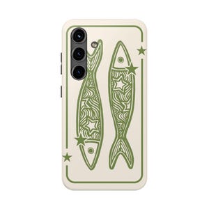 Sage Green Star Sardine Phone Case Cute Y2K Coastal Whimsy Fish Cool Girl iPhone Pro Max 17 16 15 14 13 12 11 Samsung Galaxy S26 S25 S24 image 3
