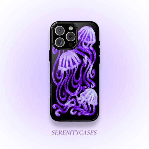 Whimsical Purple Jellyfish Phone Case, Cute Y2K Grunge, Coastal Cool Girl Gift iPhone Pro Max 17 16 15 14 13 Samsung Galaxy S25 Google Pixel