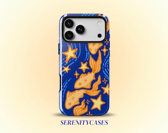 Celestial Goldfish Phone Case Cute Stars Y2K Whimsical Coastal Waves Cool Gift iPhone Pro Max 17 16 15 14 13 12 11 Samsung Galaxy S26 S25