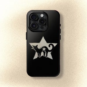 ブラックキャットスター電話ケース Y2K ハロウィン キュート インディー グランジ ゴシック クールガール iPhone Pro Max 16 15 14 13 12 11、Samsung Galaxy S24 S23 S22 S21