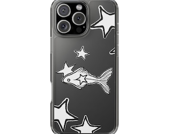 Clear Star Fish Phone Case, Cute Coastal Y2K, Aesthetic Celestial Grunge, Cool Girl Gift iPhone Pro Max 17 16 15 14 13 12 Samsung Galaxy S21