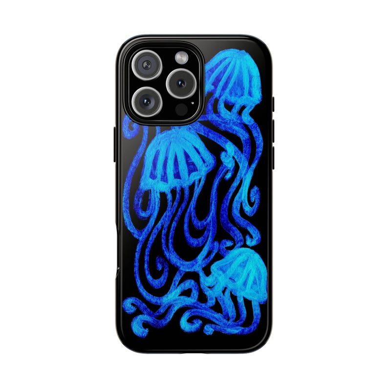 Whimsical Blue Jellyfish Phone Case, Cute Coastal Grunge Whimsical Cool Girl Gift iPhone Pro Max 17 16 15 14 13 12, Samsung Galaxy S26 S25 image 2