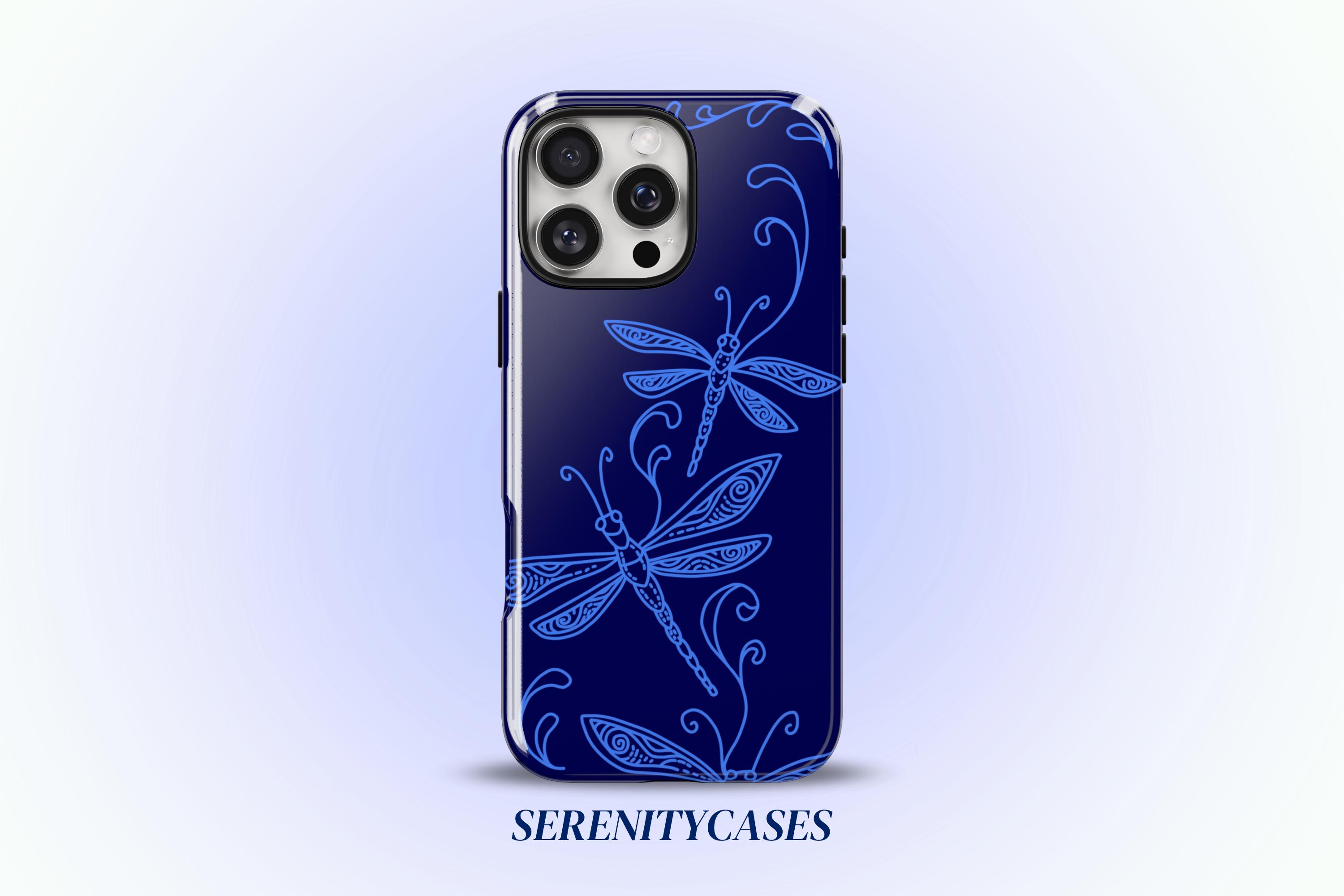 ネイビー蝶模様ケース Blue Butterfly Phone Case - Etsy