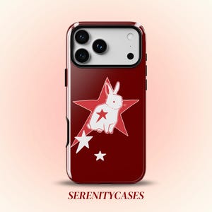 Red Star Bunny Cute Phone Case Y2K Grunge Celestial Kawaii Cool Girl Gift iPhone Pro Max 17 15 14 13 12 11 Samsung Galaxy S25 Google Pixel image 1