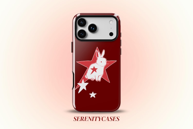 Red Star Bunny Cute Phone Case Y2K Grunge Celestial Kawaii Cool Girl Gift iPhone Pro Max 17 15 14 13 12 11 Samsung Galaxy S25 Google Pixel image 1