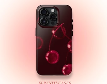 Dark Red Cherry Phone Case Y2K Chic Cute Grunge Coquette Cool Girl Gift iPhone Pro Max 17 16 15 14 13 12, Samsung Galaxy S25, Google Pixel