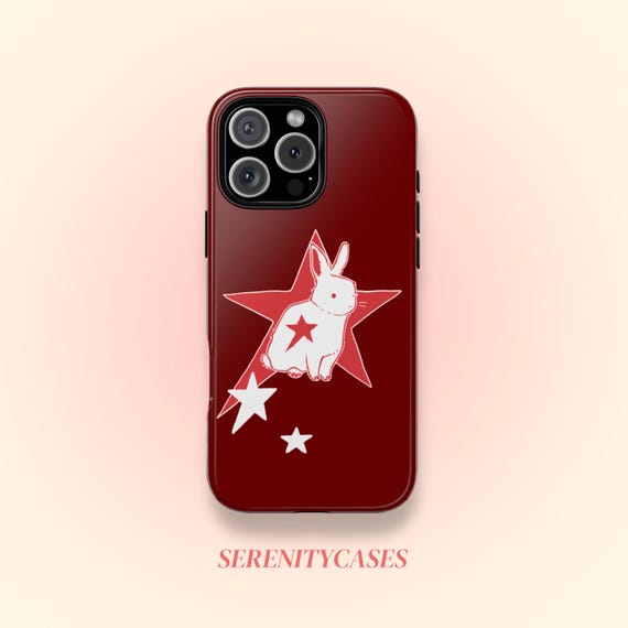 Red Star Bunny Cute Phone Case Y2K Grunge Celestial Kawaii Cool Girl Gift iPhone Pro Max 17 15 14 13 12 11 Samsung Galaxy S25 Google Pixel