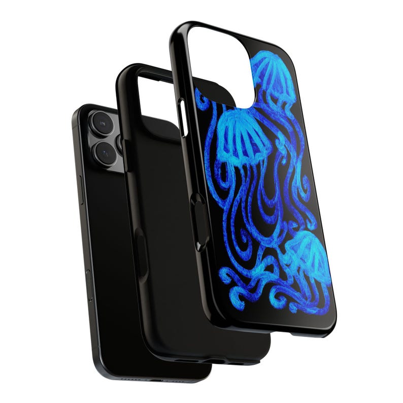 Whimsical Blue Jellyfish Phone Case, Cute Coastal Grunge Whimsical Cool Girl Gift iPhone Pro Max 17 16 15 14 13 12, Samsung Galaxy S26 S25 image 4
