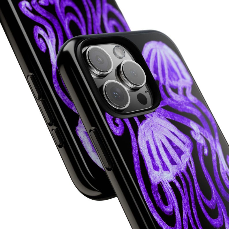 Whimsical Purple Jellyfish Phone Case, Cute Coastal Grunge Whimsical Cool Girl Gift iPhone Pro Max 17 16 15 14 13 12 Samsung Galaxy S26 S25 image 3