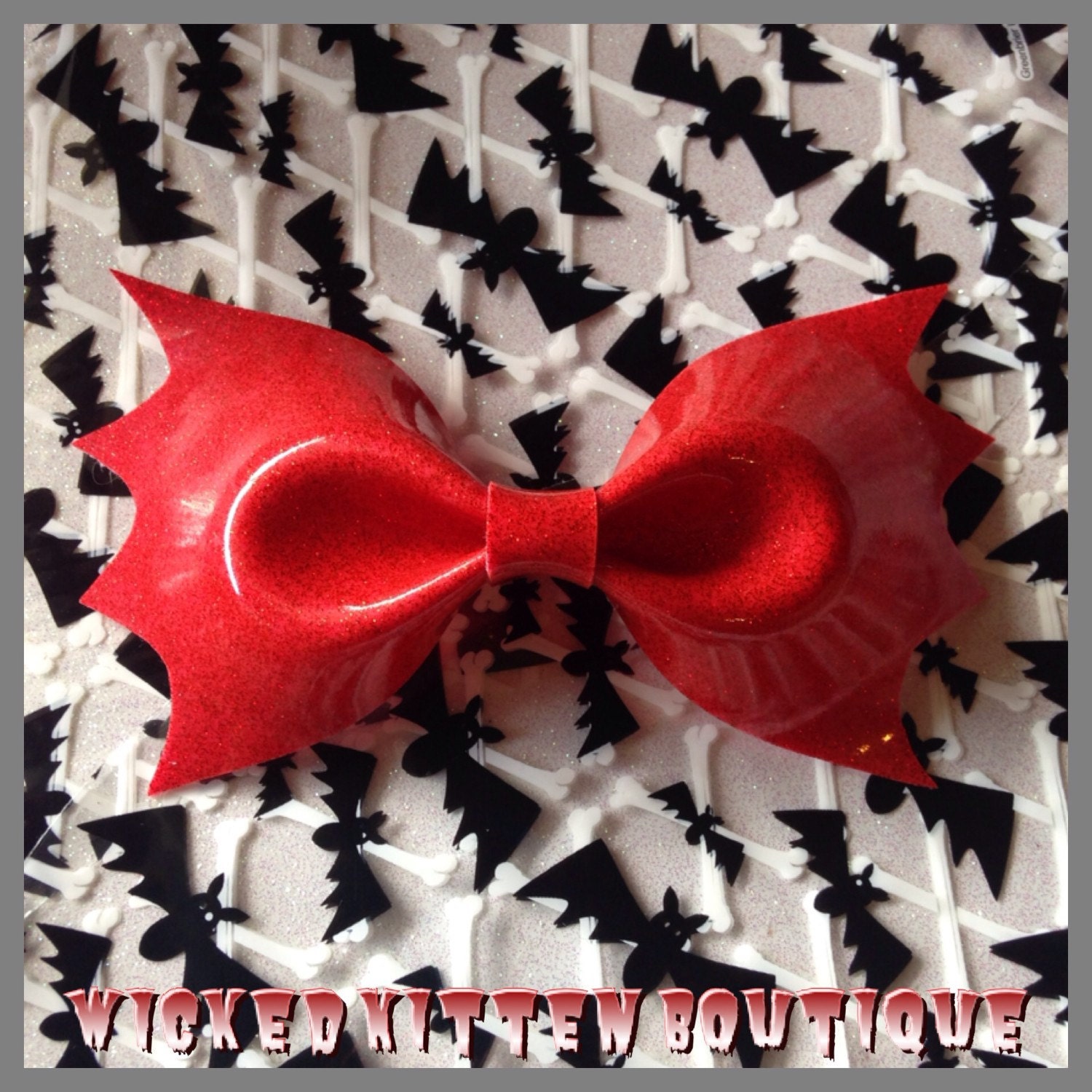 Bat Bow Rockabilly Hair Bow Glitter Vinyl Hair Bow Rockabilly Etsy
