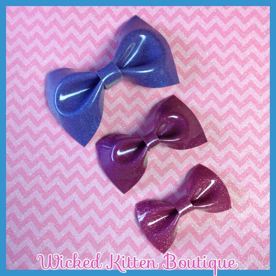 Rockabilly Clip In Hair Bow Purple Bats Women S Accessories 50s