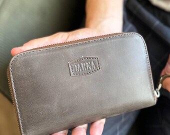 Cartera de cuero para hombre, Cartera de cuero para hombre, Monedero de cuero con cremallera, Cartera de cuero para mujer, Cartera de cuero para hombre, Regalo para él, Regalo para hombre