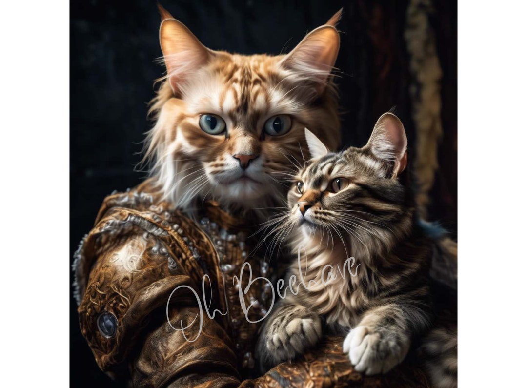 Shell Cat Ambassador Digital Download. Portrait of Cat Wearing Armor While Holding Another ...