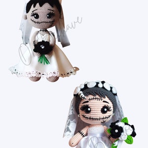 NOT A PATTERN. Digital download only. 2 Images. Bride of Frankenstein im unique crochet design. Png format. Perfect for POD and clipart.