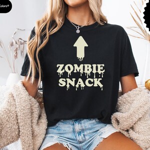 Zombie Snack Comfort Colors® T-Shirt, Funny Halloween Tee, Creepy Cute Shirt, Horror Humor Tee, Spooky Season Shirt, Halloween Party Outfit