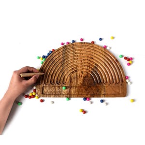 Quadro de desenho arco-íris | Brinquedo educativo seguro para crianças | Feito de madeira de manga | Brinquedo para coordenação motora fina | Presente de Páscoa | Presente de aniversário