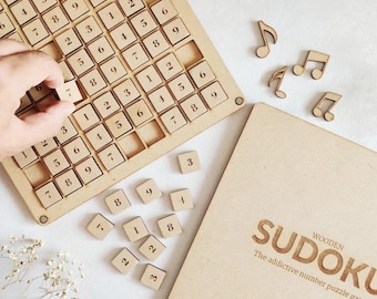 Wooden Sudoku Board Game: A Brain-Teasing Puzzle, Game for one player, logic game, coding game, table game, gift for mom, gift for dad