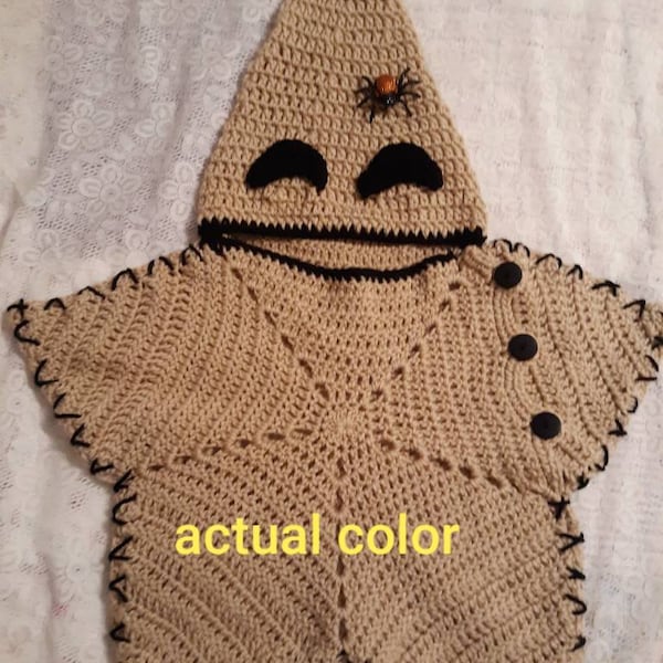 Oogie Boogie inspired costume/cocoon, 0-3 months or 3-6 months, crochet blanket, baby sac. Ready to ship and the shipping is free!