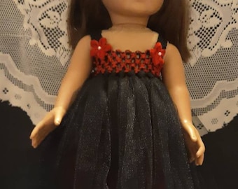 Handmade Tulle Gown for 18" Dolls: Black & Red Party Dress