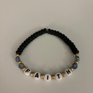 Faith Beaded Stretch Bracelet | Inspirational Jewelry | Uplifting Jewelry | Religious Bracelet | Christian Gift for Her