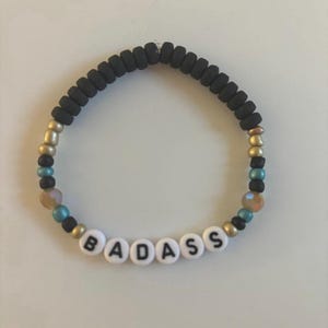 Badass Beaded Stretch Bracelet: Empowering Word Jewelry