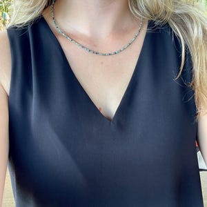 African Turquoise Necklace, Tiny Beaded Necklace, Gold and Silver Jewelry, Minimalist Necklace, Layering Necklace, Handmade Jewelry