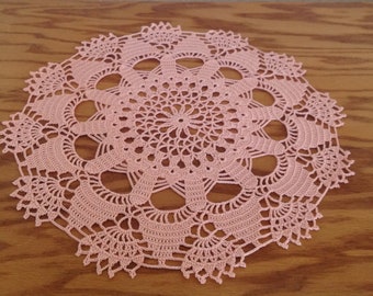 New, handmade peach/pink doily