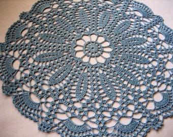 Blue Crochet Doily, Lace Doily, Blue Table Center Crochet, Lace, napkin, delph blue