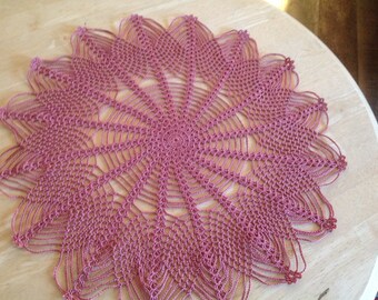 Deep pink, crochet doily, new, ready to mail