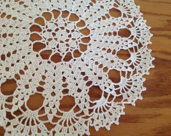 Crochet, round white doily, new