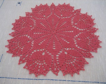 Coral Crochet Lace Doily, Coral Crochet Doily, Coral Lace Doily