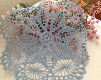 SALE, Hand Crochet Doily,  blue, Home Decor, Napkin, Supla, Made by Demet