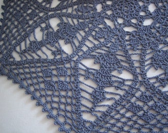 Charcoal, octagon, cr,ochet doily, cotton, made by Demet, New, Ready to ship!