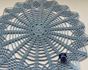 Blue crochet doily