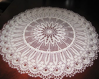 Table Center, white, Hand made, Thread art, large, MADE TO ORDER