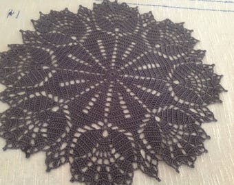 Handmade Crochet Charcoal color doily, supla,napkin ready to mail!