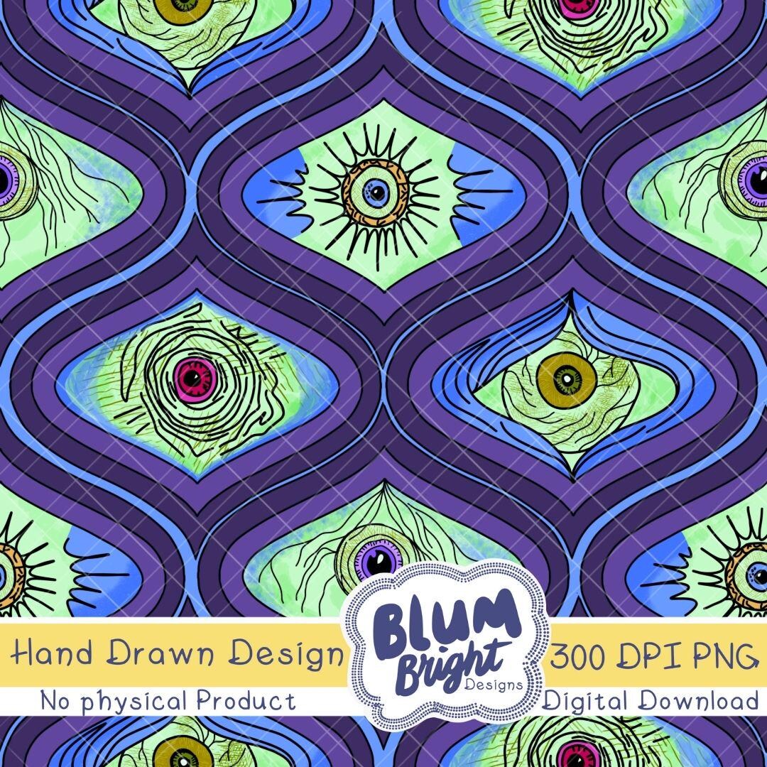 Creepy Eyes Seamless Pattern Purple - 2 Scales - Spooky Halloween ...